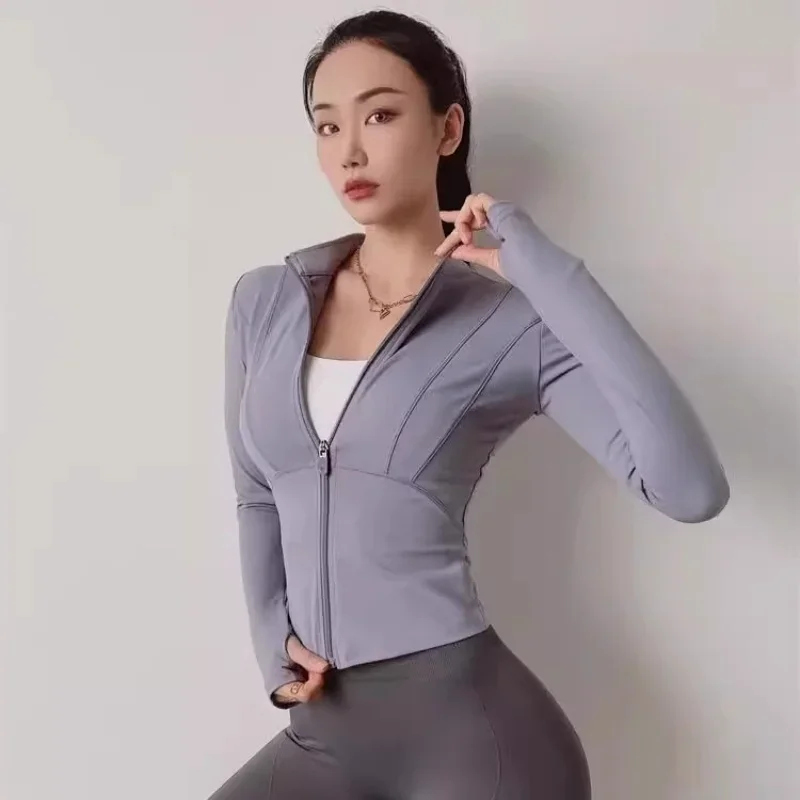 Yoga jacket women's spring and autumn breathable professional sports top running training suit long sleeved zipper fitness suit