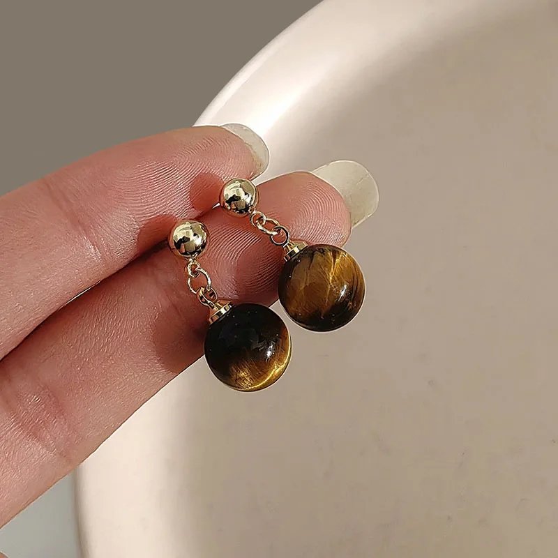 

2024 New 925 Sliver Women Natural tiger eye Stone Earrings Elegant Earrings Drop Earring Jewelry Gifts Dropship