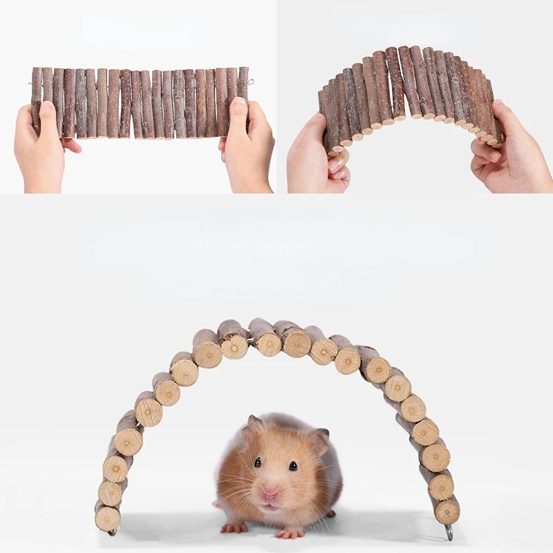 Wooden Hamster Ladder Bird Ladder Climbing Ropeway Pet Training Parrot Boardwalk Parrot Bird Toy Long Climbing 50cm