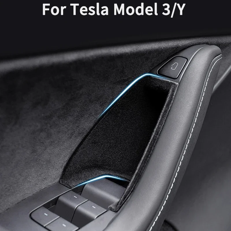 For Tesla Model 3/3 Highland Y/Y Juniper Car Side Door Handle Storage Box ABS/Fl