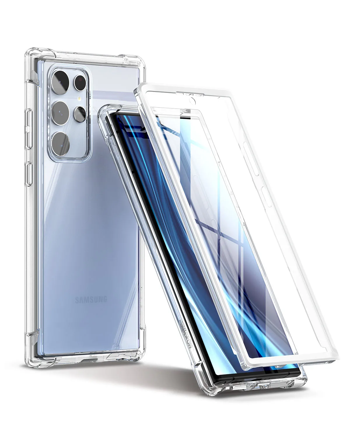 

Clear Case For Samsung Galaxy S22 Ultra Plus with Built-in Screen protector Luxury Transparent Shockproof Cover For S21FE
