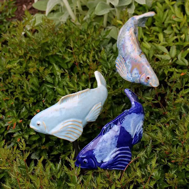 Kerti Koi Szobor Tét Dekoráció Úszó Halak Figura Szobrászat Színes Dekorációkhoz - Image 3