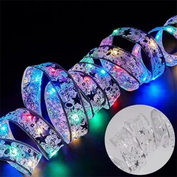 Festive Indoor Battery - Powered String Lights with Ribbon - Perfect - 10m 100LED (Silver - multi light)