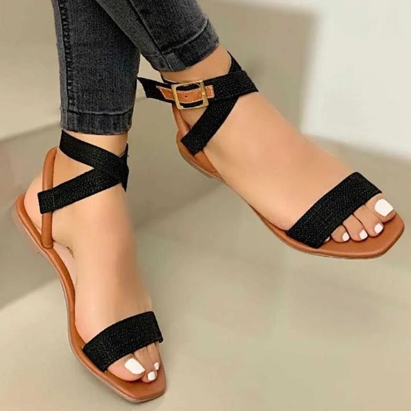 

Flat Women Sandals 2023 Summer Women Shoes Comfortable Sexy Sandals Ladies Cross Strap Sandals Fashion Open Toe Elegant Slippers