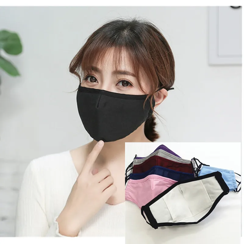 

HoT Cotton Black Mask Mouth Face Mask Anti Dust PM2.5 Mouth Mask Activated Carbon Filter Mask Fabric Masks Washable Reusable