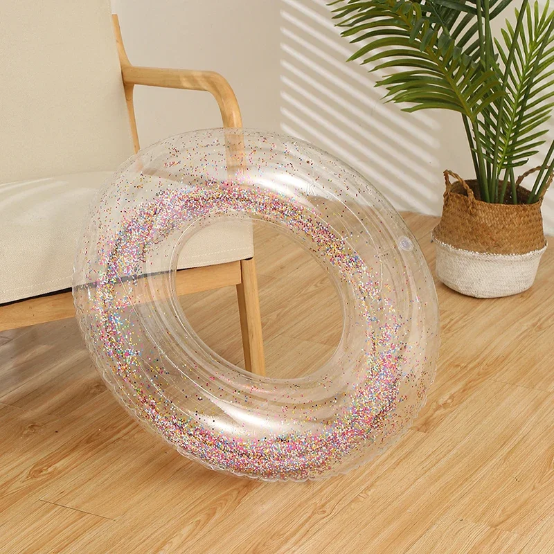 Summer Inflatable Transparent Sequin Swimming Ring for Adults and Children – Pool Float Water Play Accessory for Men and Women Beach games & Inflatables Beach Toys and Leisure Accessories