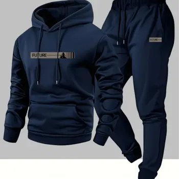 The 2026 new men's two-piece casual long-sleeved hooded sports shirt and sports pants set is suitable for wearing in autumn - Image 5