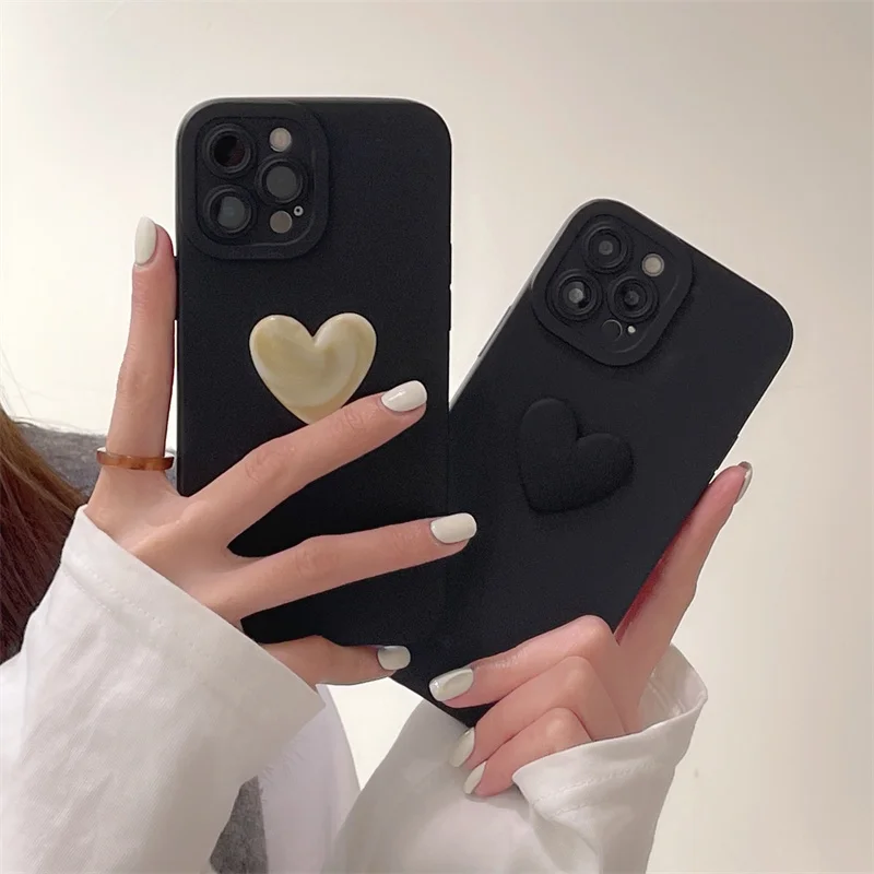 Mobilskal i flytande silikon med glitterhjärta för iphone_voghion.com