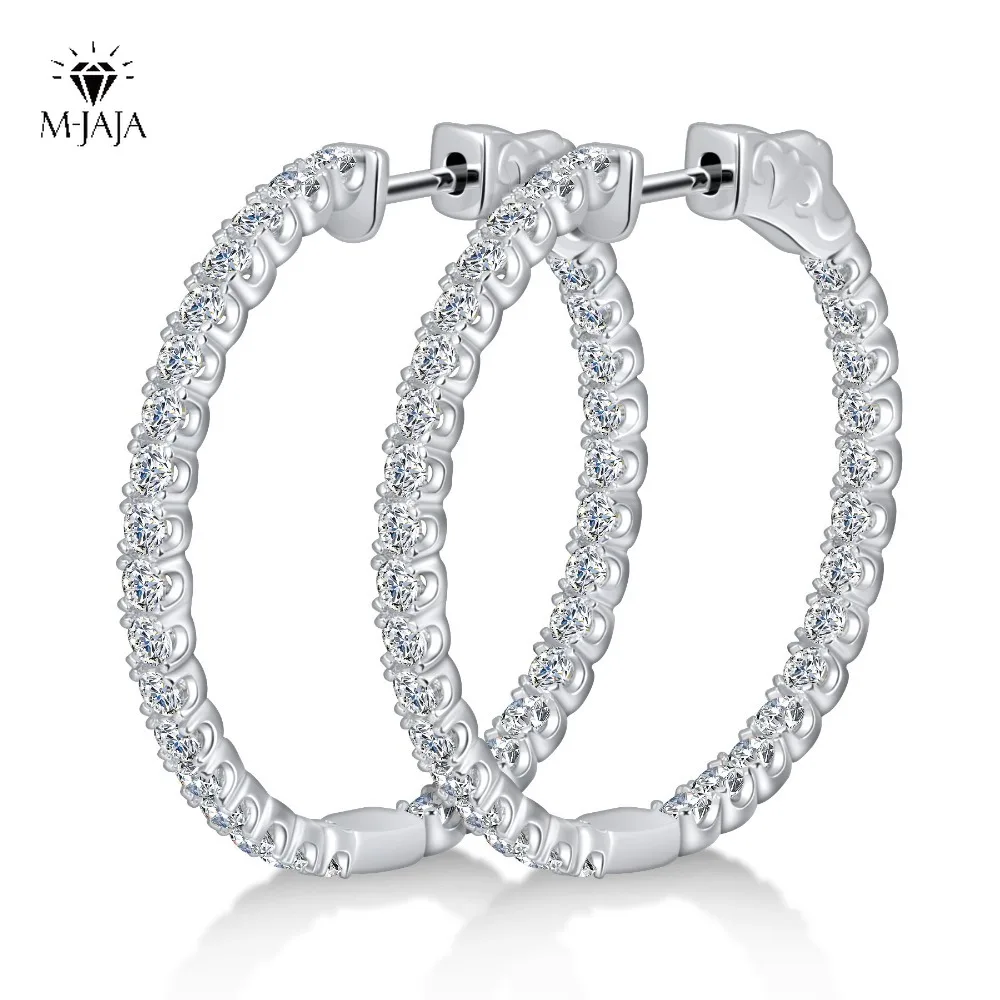 

1.56ct Moissanite Hoop Earrings Real 925 Sterling Silver for Women D Color VVS1 Lab Diamond Stud Earrings Wedding Fine Jewelry