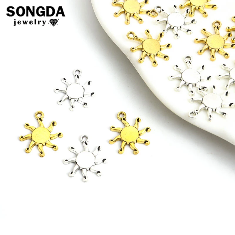 

Винтажные подвески в виде солнца из сплава, серебряные и золотые серьги, подвески, антикварные ювелирные изделия, фурнитура для изготовления поделок своими руками, подарки, 20 шт.