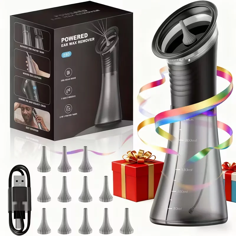 Nettoyeur d'oreilles rechargeable pour éliminer le cérumen. Compartiment de rangement intégré pour les déchets secs et sales. Embout remplaçable. Visualisation des déchets._voghion.com