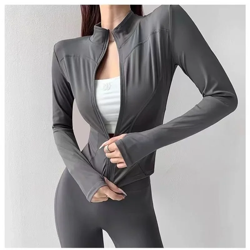 Women Zip Fitness Clothes Long Sleeve Sports Jacket with Pockets Yoga Shirt Quick Dry Gym Top Sunscreen Sportswear Running Coats sports jacket yoga top yoga shirt sports shirt yoga jacket