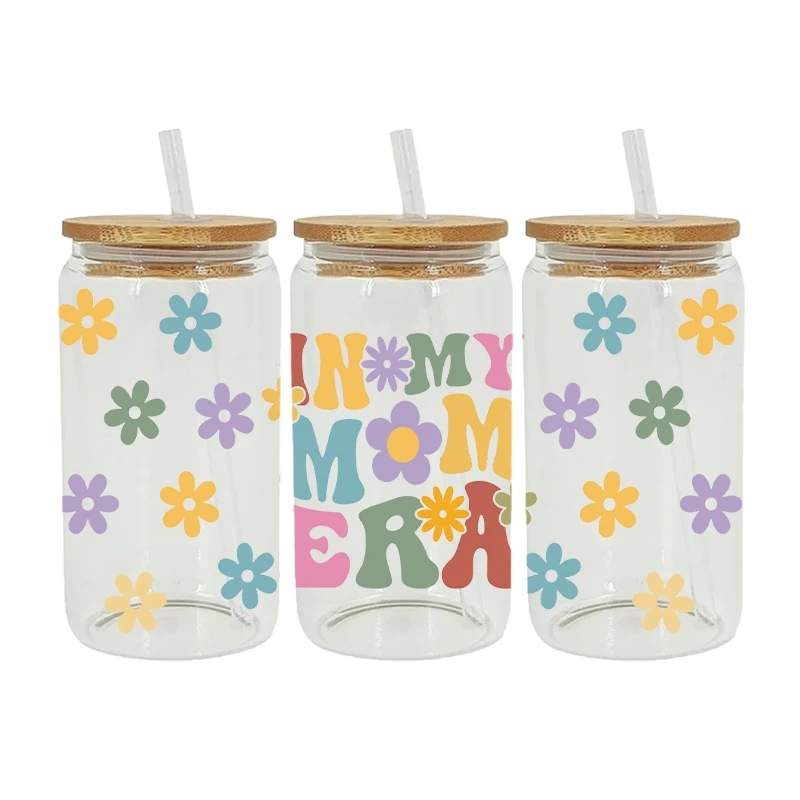MOM MAMA Mather's Day Sticker UV DTF Cup Wrap Iron On Transfer Glass Can Wraps 16oz Libbey D12242
