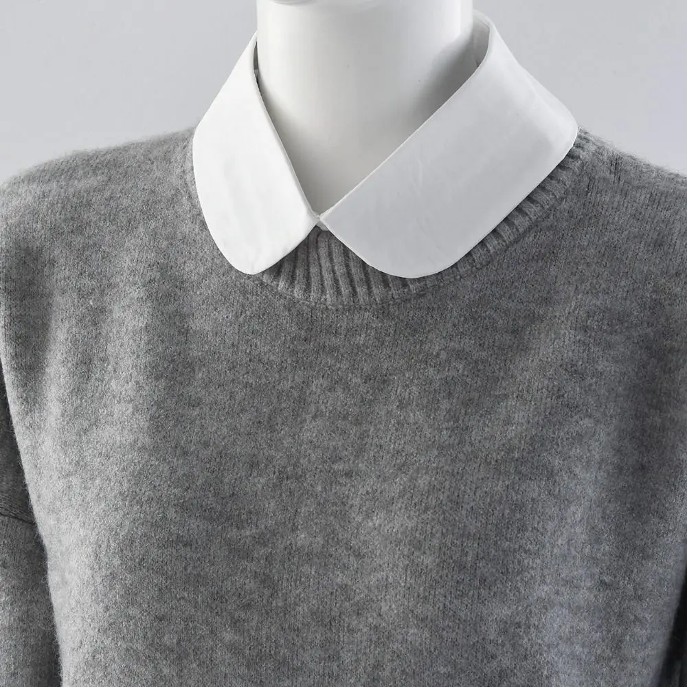 Niedlicher, süßer, abnehmbarer, künstlicher Kragen aus weißer, schwarzer Baumwolle, dekorativer Kragen für Blusen, Pullover, Hemden – Detail 5