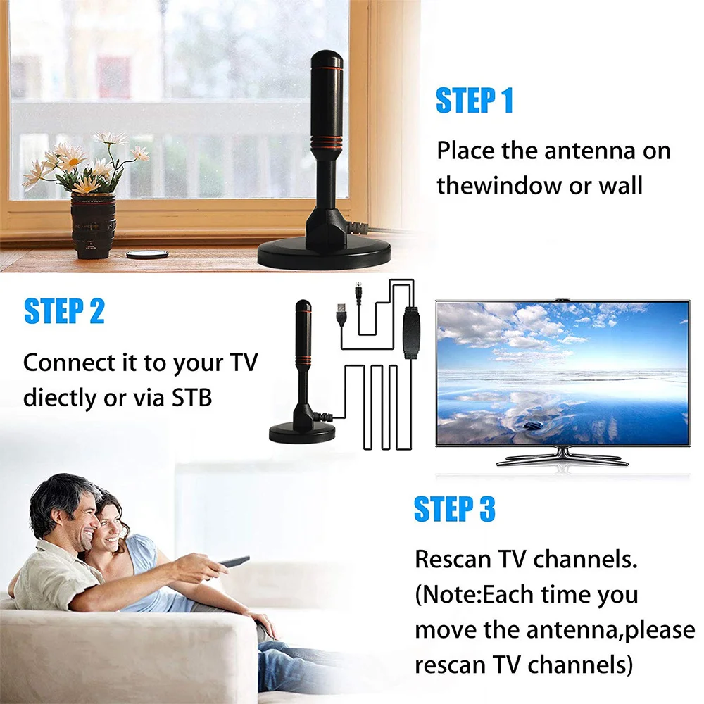 Durable HD Indoor TV Antenna,Digital Antenna 120 Miles with Signal Amplifier