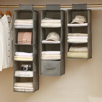 Multi-Layer Hanging Closet Organizer Hanging Bag/Shelf,Collapsible Wardrobe Sundries Organizer washable fabric 1
