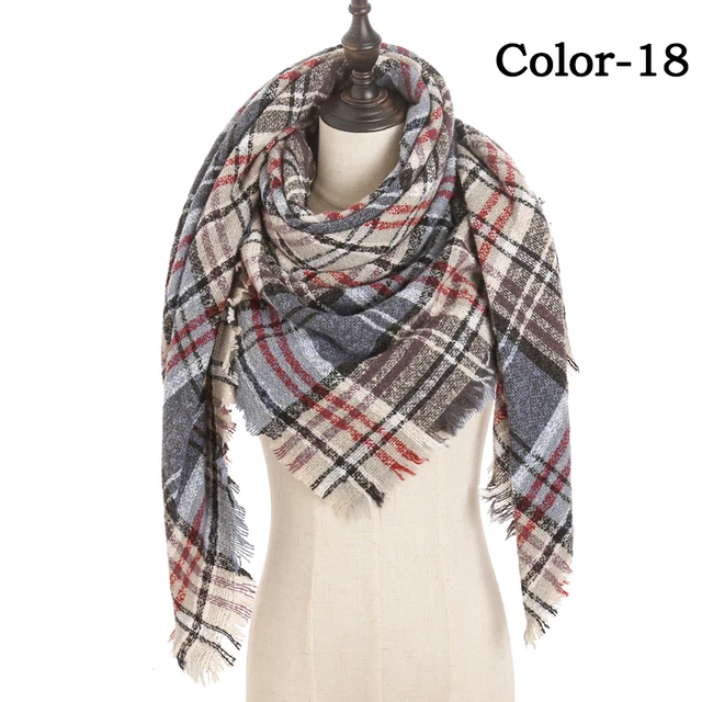 2021 new Cashmere Scarf For Women Plaid Knitted Triangle Pashmina Winter Warm Shawl Wraps Bufanda Female Soft Neck Echarpe UE-18