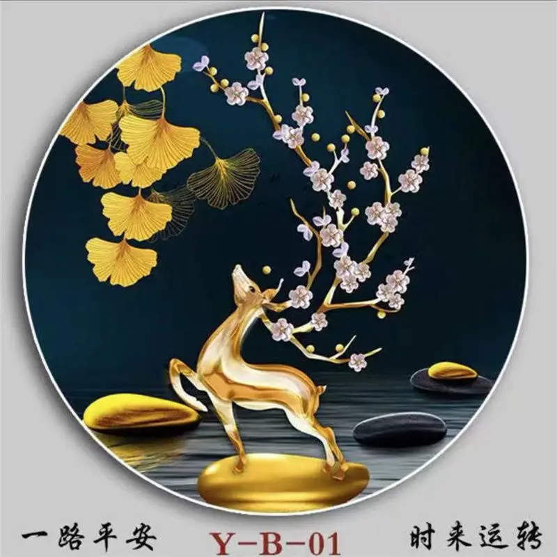 

Handmade cross stitch finished product, Cailu New style, living room, bedroom, circular decoration, hanging painting landscape