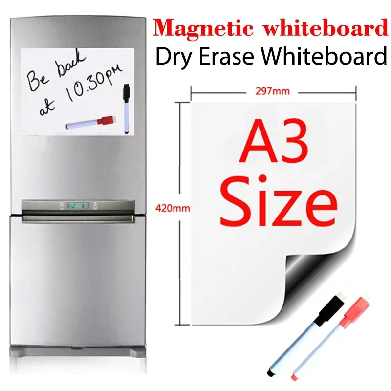 Magnetic Whiteboard A3 Size for Fridge Kitchen