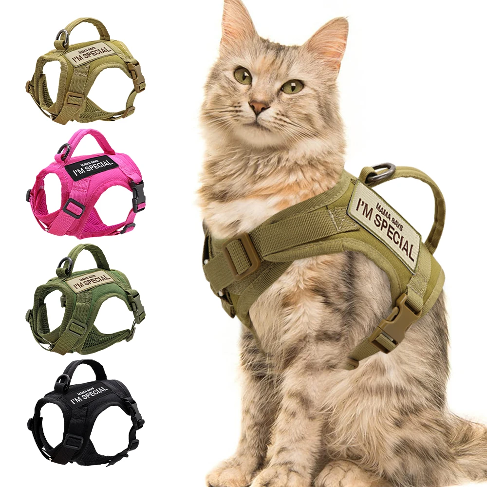 TacticalMilitaryCatVestAdjustableMilitaryPuppyCatHarnessWith