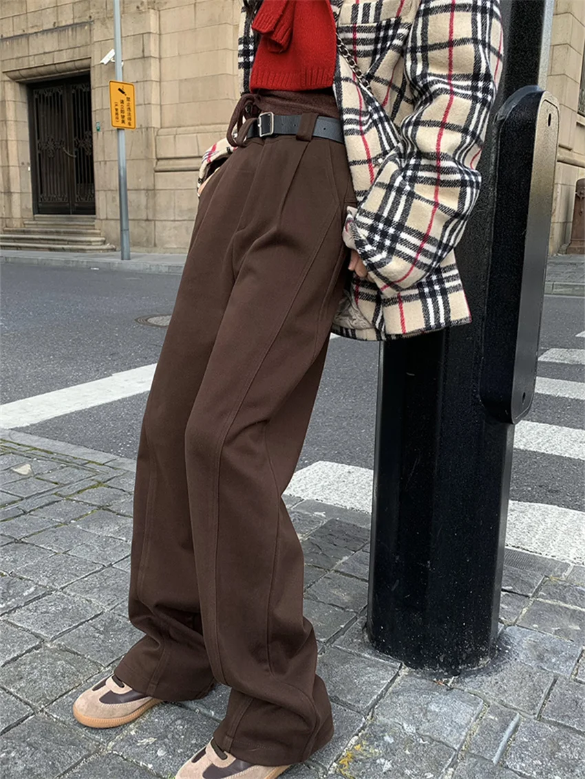 

Брюки Alien Kitty женские зимние утепленные, шикарные однотонные облегающие прямые брюки с завышенной талией, женские спортивные офисные штаны с широкими штанинами