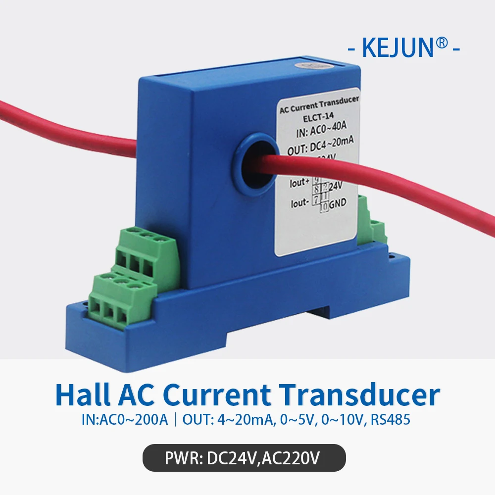 

0-200A AC Current Transmitter Closed Hall Effect Current Transducer with Analog Output 4-20ma 0-10v 0-5v CT for AC Current