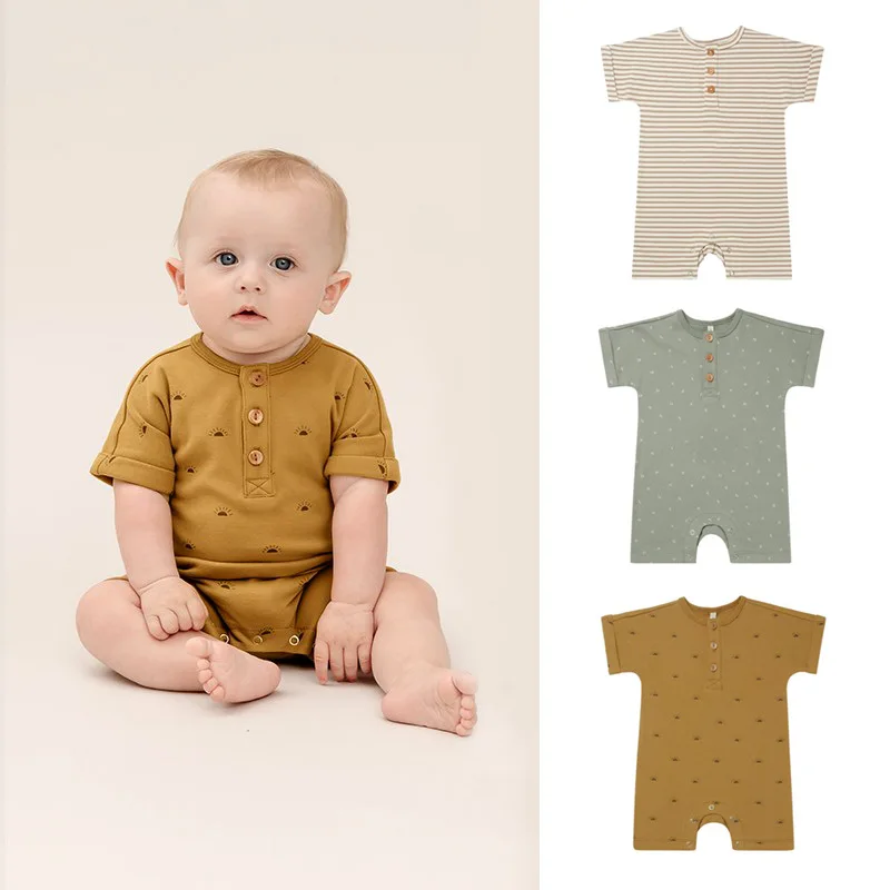 

0-24M Baby Jumpsuit Cotton Baby Boy Girl Clothes Summer Short-sleeved Newborn Clothing Cute Printing Baby Romper