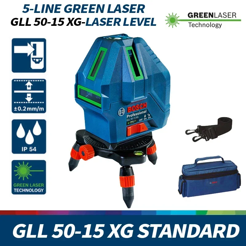 セルフレベリングBosch-GLL50-15XGグリーンレーザーレベル,水平および 