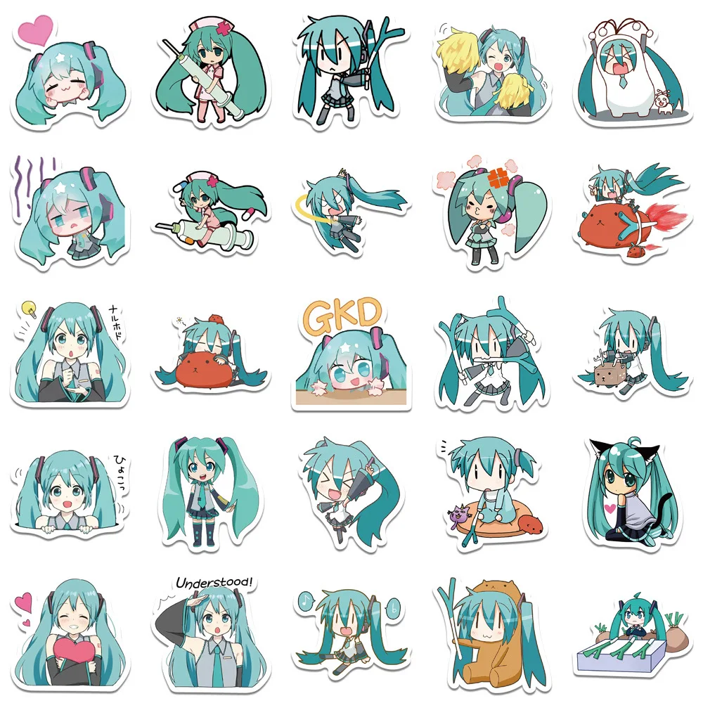 Adesivi Miku Hatsune Peeker - Kawaii, Impermeabili, Set Da 2 (13x8,8 Cm) - 4