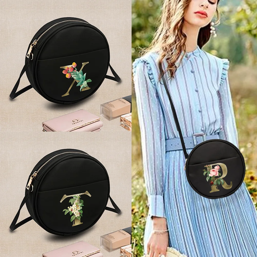 

2022 Fashion Women Round Crossbody Bag Pattern Letter Printed Ladies Small Messenger Shoulder Bag Small Coin Purse Handbags