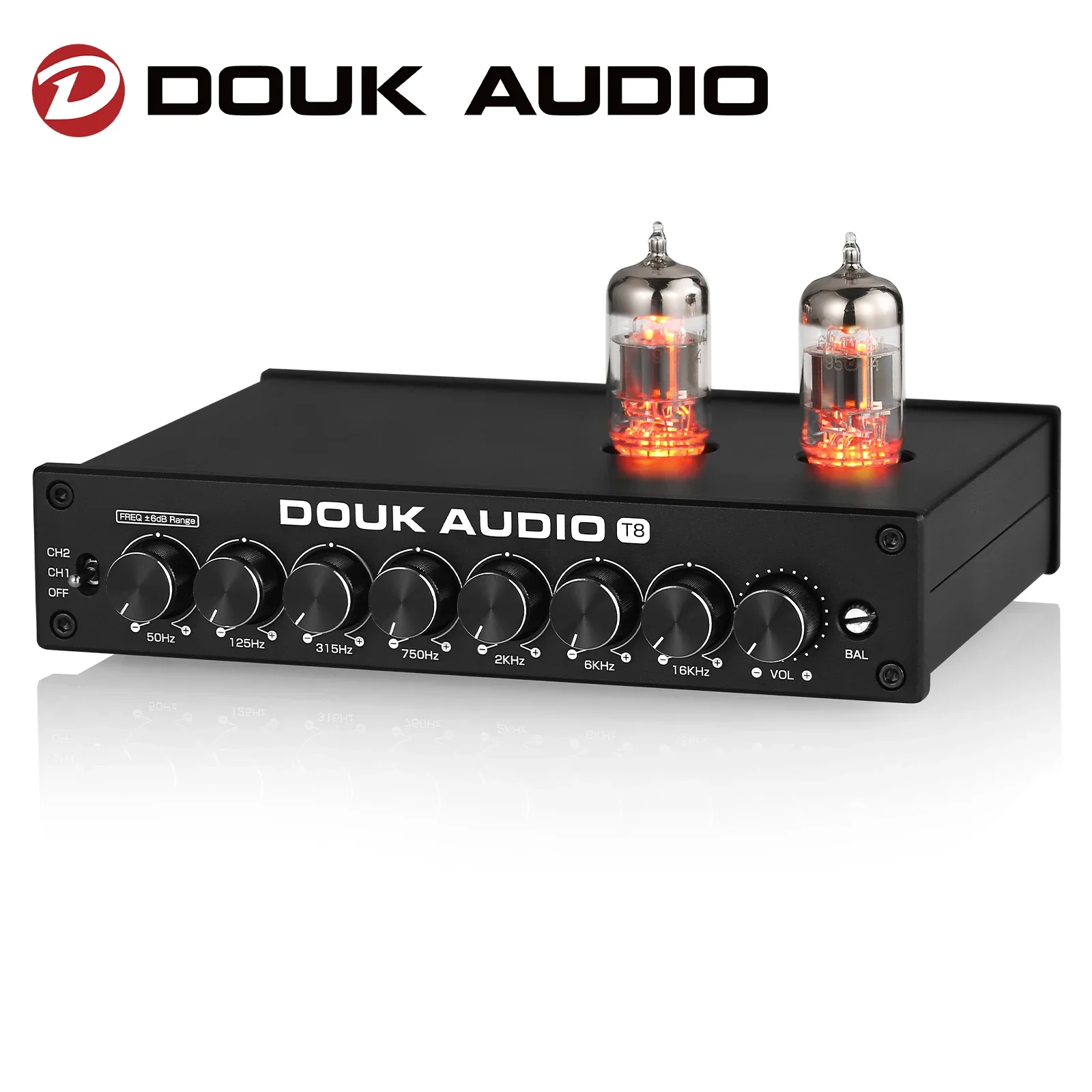 Douk Audio Hifi Valve Tube Stereo Balanced Xlr/Rca Preamp 7-Band Eq Equalizzatore Home Desk Cuffie Amp