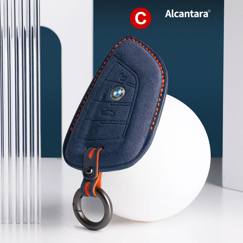

Alcantara Car Key Case Bag For BMW X1 X3 X5 X6 X7 1 3 5 6 7 Series G20 G30 G11 F15 F16 G01 G02 F48 Keychain Accessories