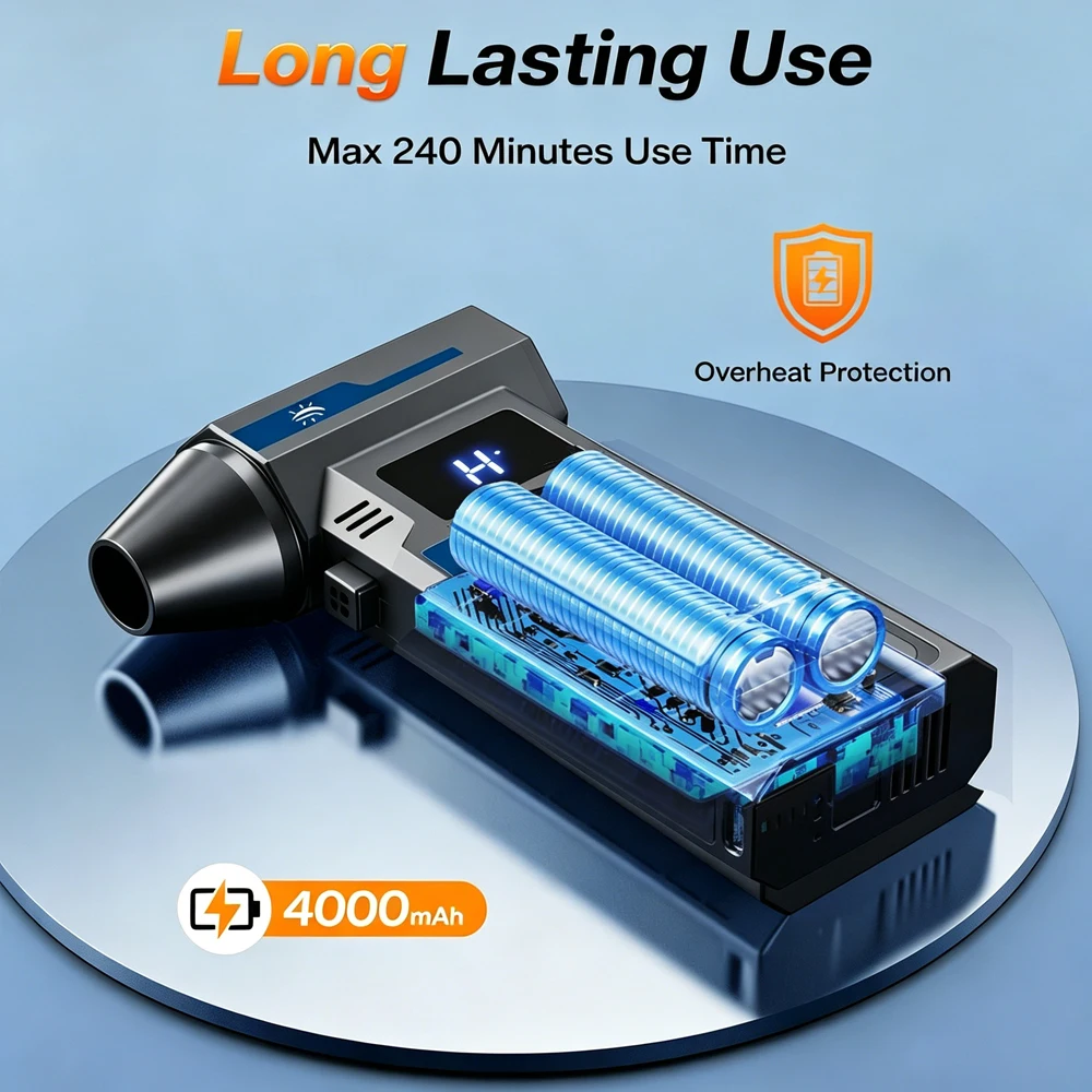New Turbo Fan Wind Super Power 130000RPM Turbo Air Blower Fan Jet Brushless Motor with 4000mAh Rechargeable Battery Car Cleaning
