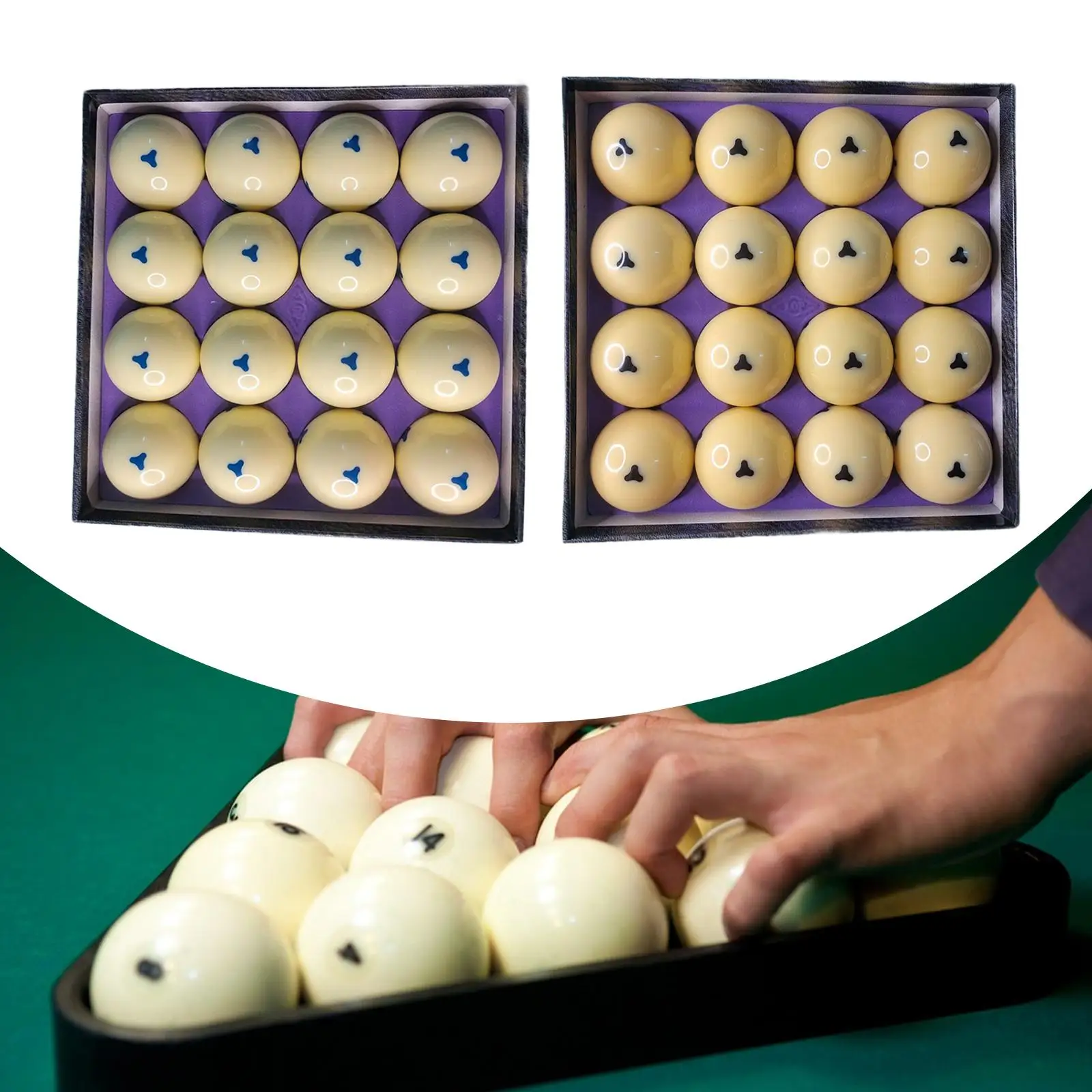 16 Pieces Billiards Cue Balls 2-1/4" Billiards Equipment Practice Training with Triangle Dots for Casual Enthusiasts Hall