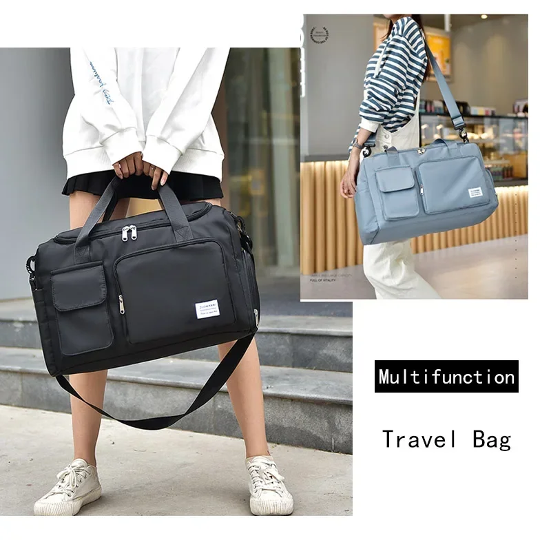 Women's Large Capacity Storage Luggage Handbag Leisure Travel Duffle Bag Waterproof Nylon Sports and Fitness Handbag