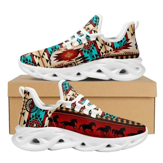 Sneakers American Ethnic Tribal Aztec Printed Non-slip Outdoor Platform Shoes Fashion Mesh Shock Absorption Vulcanized Shoes New