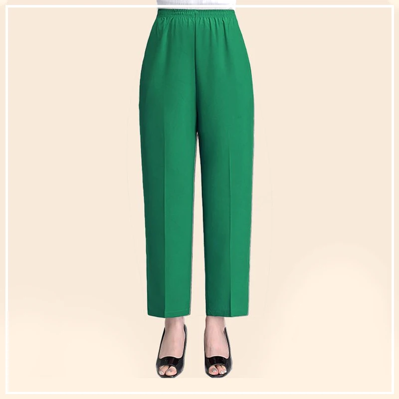 2024 New Summer Fashion Loose Casual Simple Solid Color High Waisted Straight Tube Thin Ice Silk Cropped Pants for Women