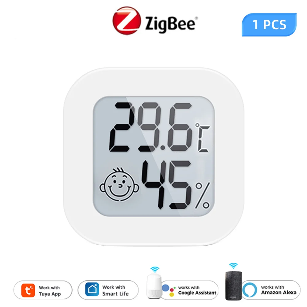 

Датчик температуры и влажности Tuya ZigBee, умный дом со светодиодным экраном, работает с ассистентом Google и Alexa