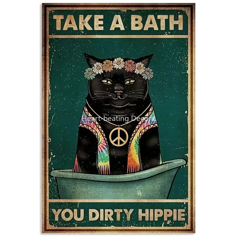 

Metal Tin Sign, 8"x12", Funny Cat Metal Tin Signs Vintage Kitty Kitchen Sign, Outdoor Signs For Home Bathroom, Retro Art Wall