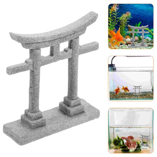 Torii Kapu Dekoráció Akvárium Japán Dísz Tartály Miniatűr Kerti Táj Sintó Szentély Szobor Kő Zen - Image 3