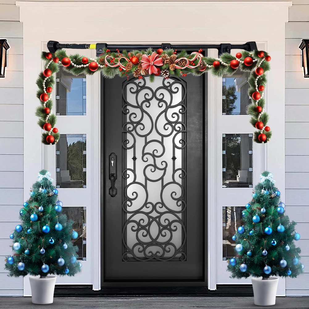 Christmas Decoration Telescopic Hangers Double Door Adjustable Long Hook Stand Front Door Garland String Lights Hook Accessories