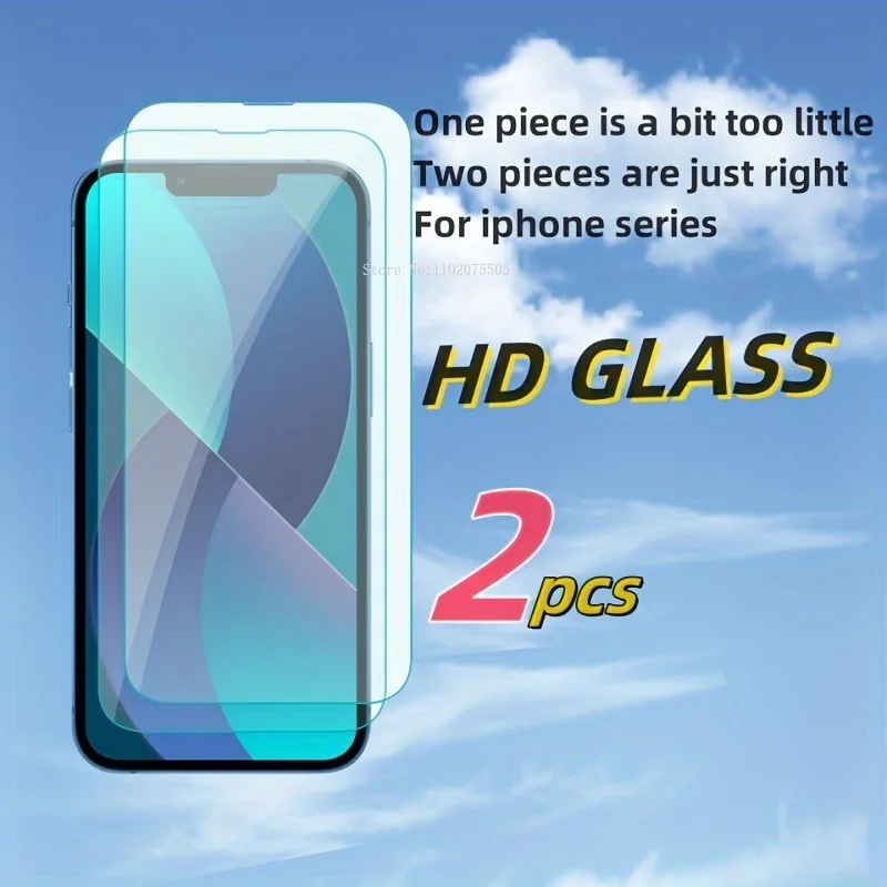 

2Pcs Full Cover Screen Protector For IPhone 15 Pro Max 14 13 12 11 Pro Tempered Glass For IPhone 7 8 14 15 Plus XR XS Max Glass