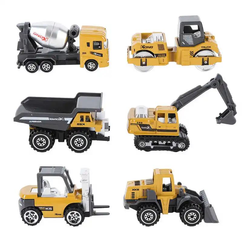 6Pcs 1:64 Construction Vehicle Toy Mini Alloy Dump Truck Excavator Wheel Loader Street Roller Model Toy Gift For Children