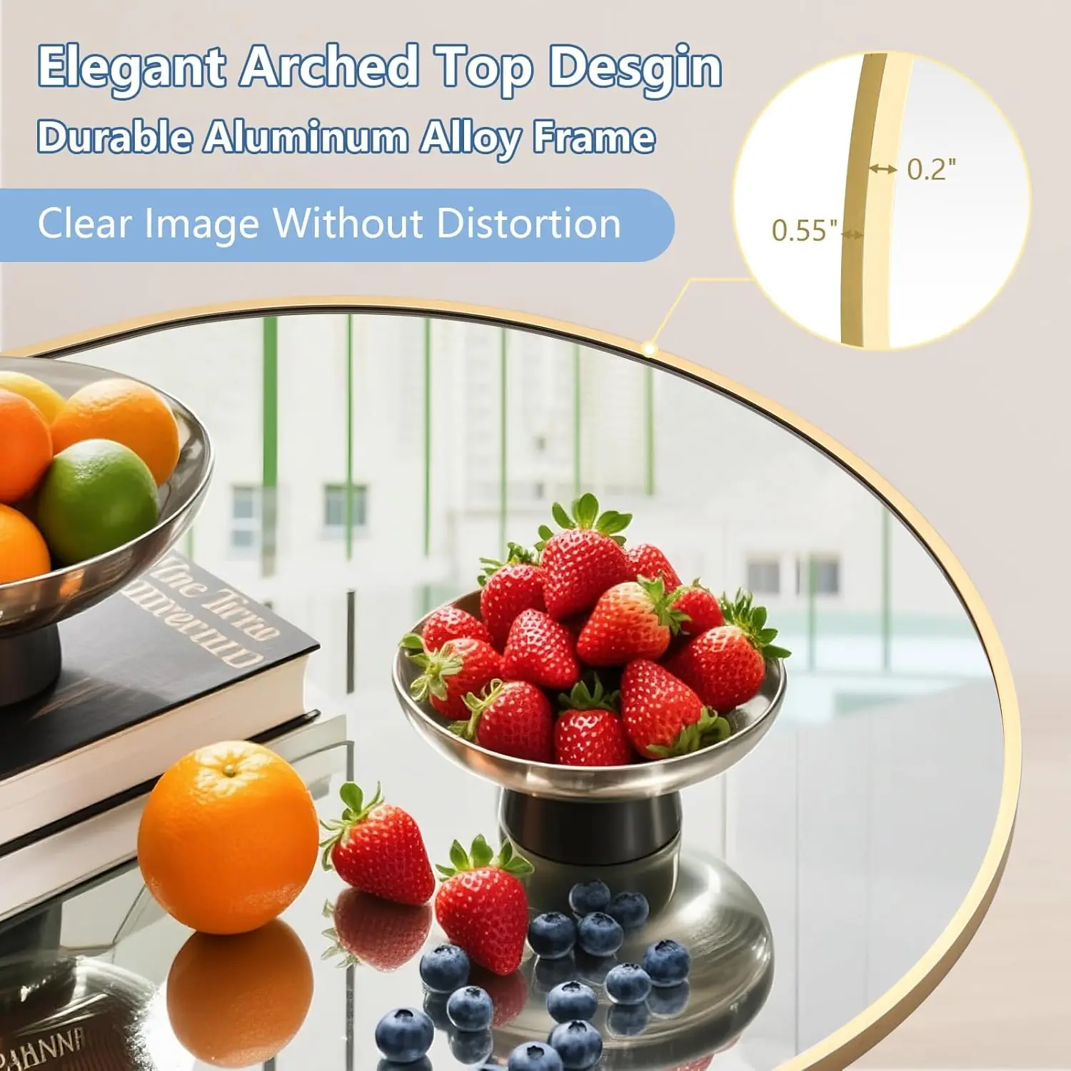 Large 82" Arched Floor Standing Mirror with Stand, Wall Mounted