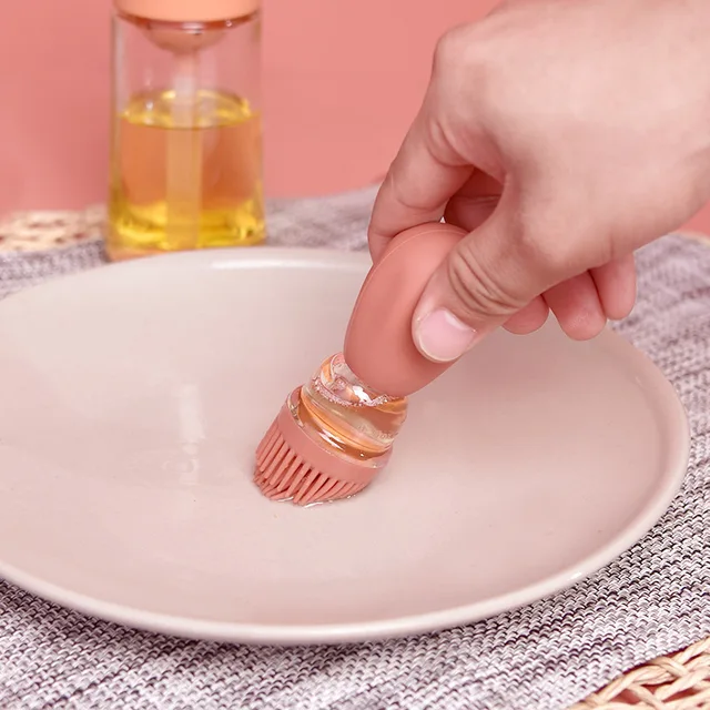 Olaj Spray -Palack Szilikonkefével 2 -Ben 1 Csepp Mérő Adagoló Palack Konyhai Sütéshez Bbq Grill Tészta Kefék - Image 4