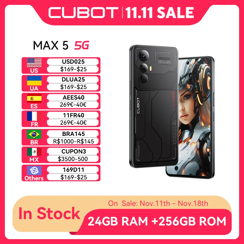 CUBOT MAX 5、Android スマートフォン 5G、Dimensity 8200 4nm 、6.95 