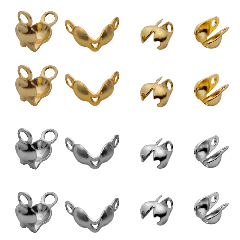 

50pcs/lot Stainless Steel Ball Chain Wire End Crimps Beads Connector For DIY Necklace Bracelets Jewelry Findings Accessories