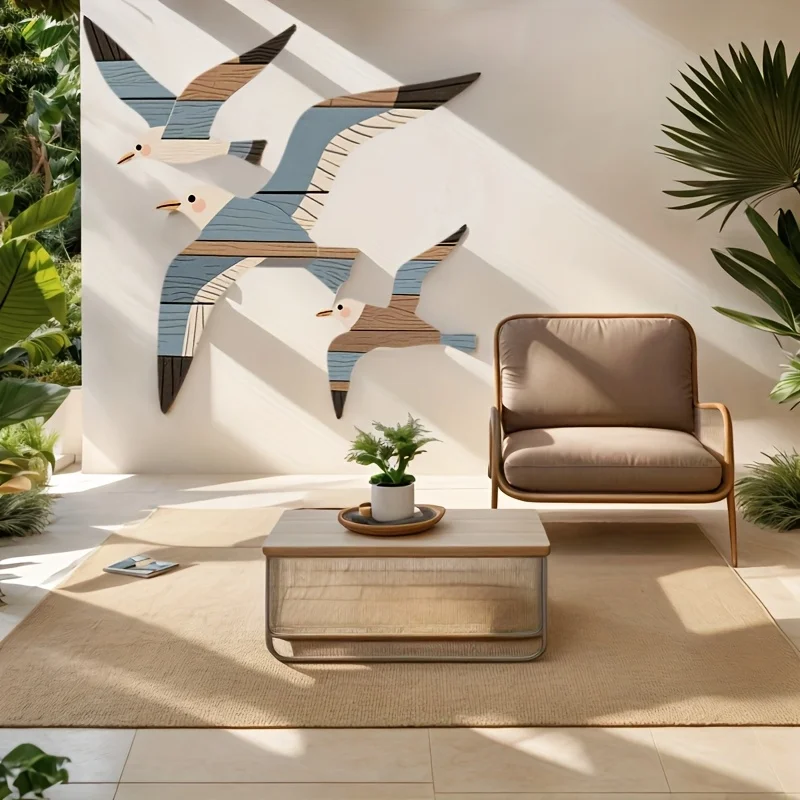 3PCS Wooden Seagull Wall Art 2