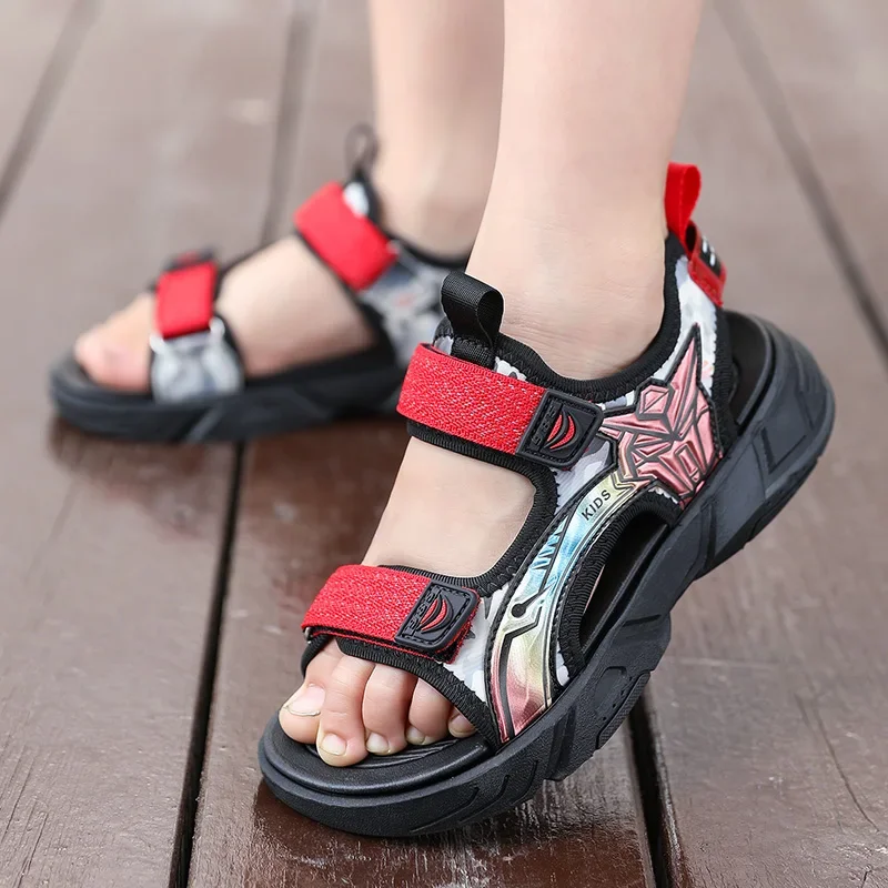 Children's Summer Sandals Open Toe Boys' Beach Shoes Soft Sole Non Slip Casual Sports Sandals
