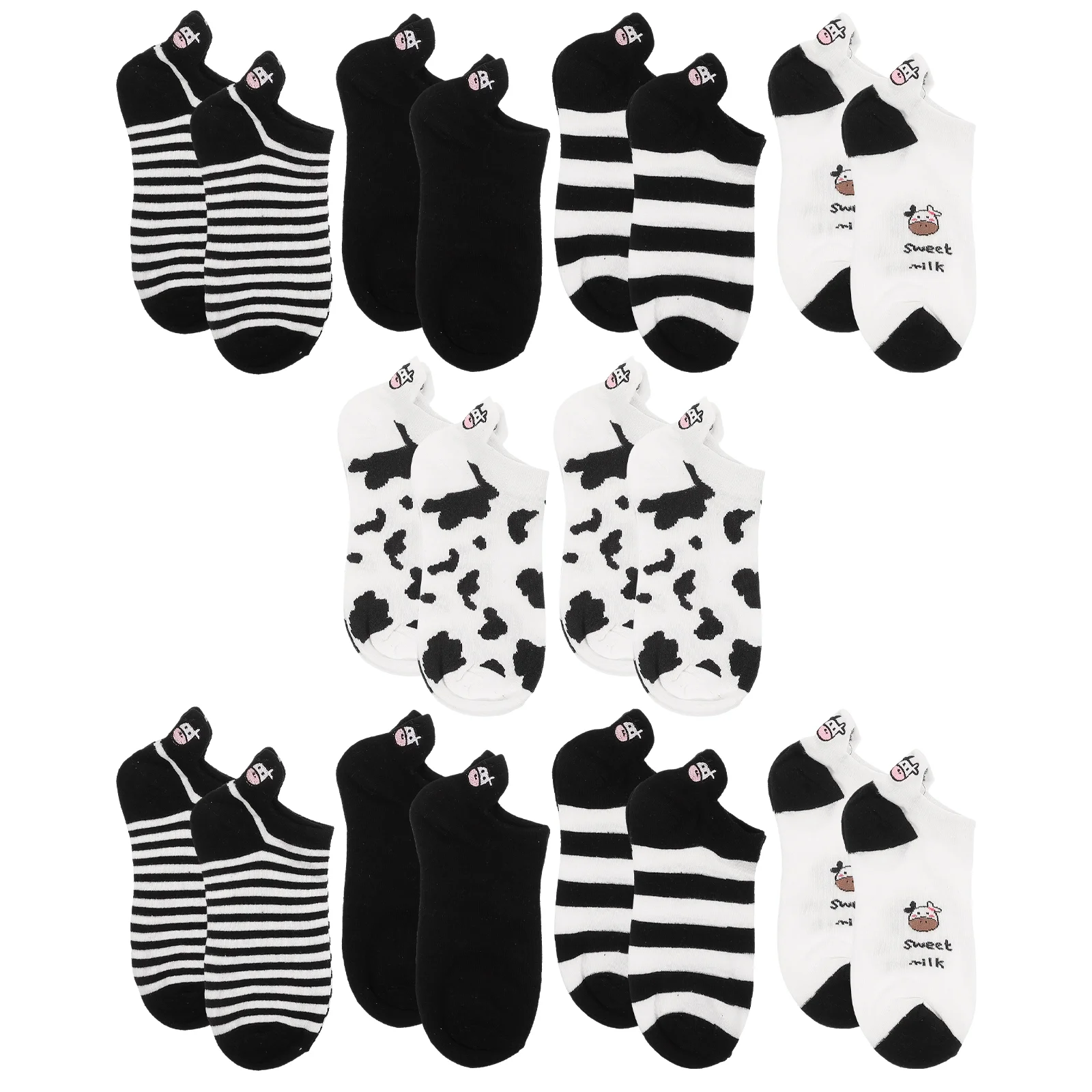 

Valiclud Cute Cartoon Socks - 5 Pairs of Comfortable Cotton Ankle Socks with Lovely Cow Pattern for Girls and Women
